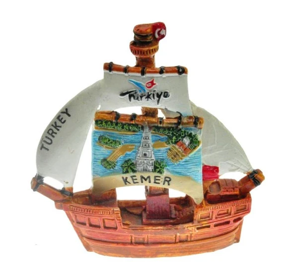 Hdmarketim Antalya Kemer Temalı Dekoratif Polyester Gemi Biblo 5923