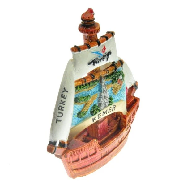 Hdmarketim Antalya Kemer Temalı Dekoratif Polyester Gemi Biblo 5923 - 3