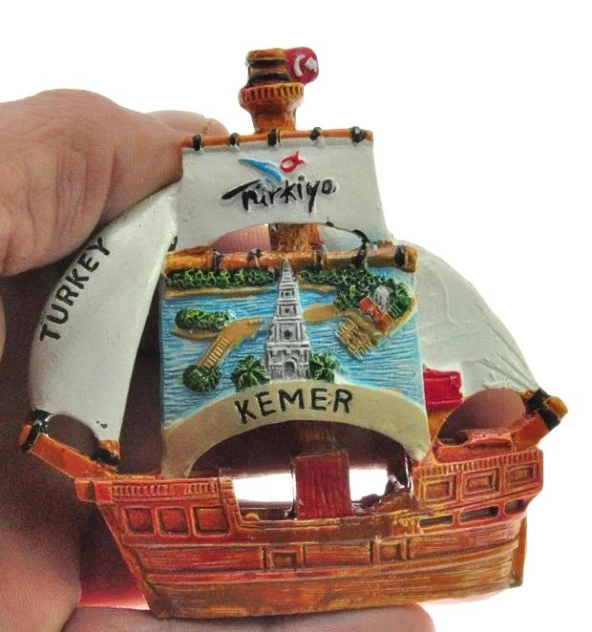 Hdmarketim Antalya Kemer Temalı Dekoratif Polyester Gemi Biblo 5923 - 4