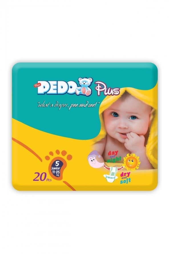 PEDO Plus Ikiz 20 Adet Junior 5 Numara Bebek Bezi 11-25kg