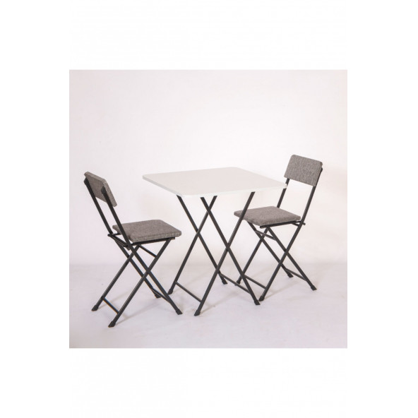 Katlanır Beyaz Mutfak Masa Sandalye Takımı 70 cm