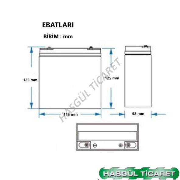 HSGL MOTORSİKLET AKÜ 12N5L-BS BATARYA 12V5Ah/10HR DİK AKÜ - 2