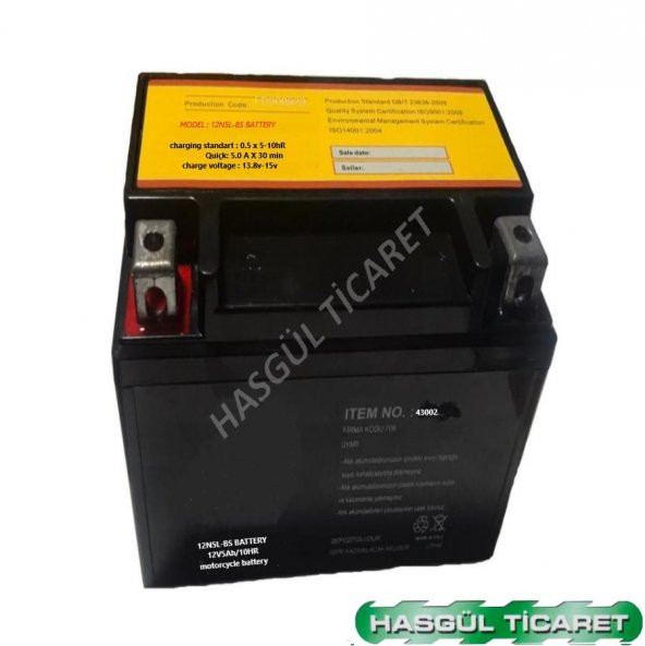HSGL MOTORSİKLET AKÜ 12N5L-BS BATARYA 12V5Ah/10HR DİK AKÜ - 3