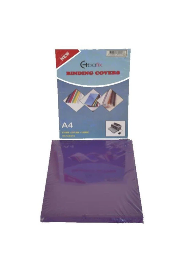 Bafix A-4 Pvc Cilt Kapağı 160 Micron Mat Mor 100 Lü (1 Paket 100 Adet)