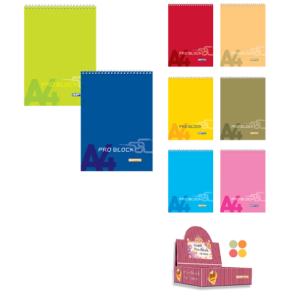 Gıpta Pro Block Bloknot A-7 Spiralli Karton Kapak 40 Yaprak Çizgili 12 Li (1 Paket 12 Adet)