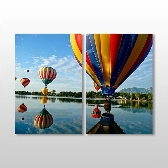 Balon Ve Nehir Manzarası Kanvas Tablo