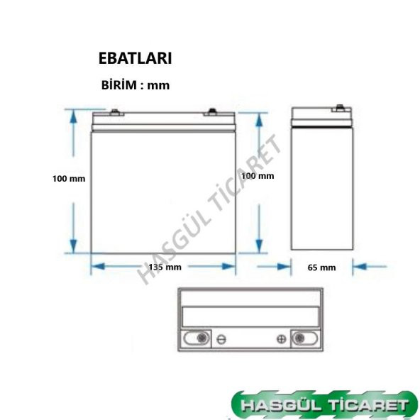 HSGL MOTORSİKLET AKÜ 12N6.5L-BS BATARYA 12V6.5Ah/10HR  AKÜ - 3