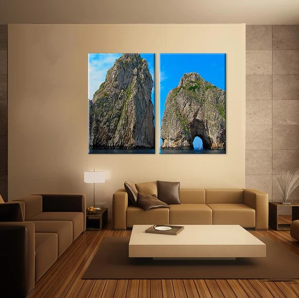 Deniz Manzaralı Kayalar Kanvas Tablo - 2