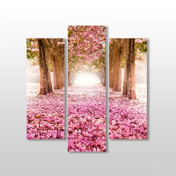 Pembe Çiçekli Yol  Kanvas Tablo