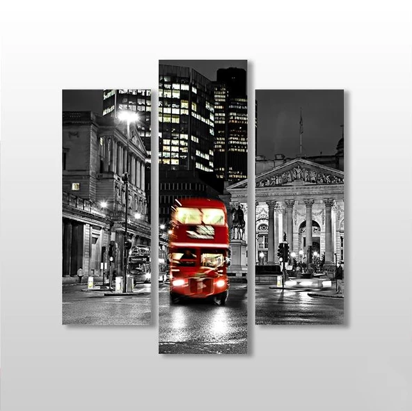 Otobüs Gece Sokaklar  Kanvas Tablo ürün görseli 1