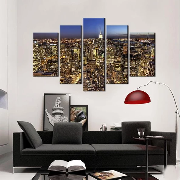 Gece Şehir Manzarası Kanvas Tablo - Resim 2