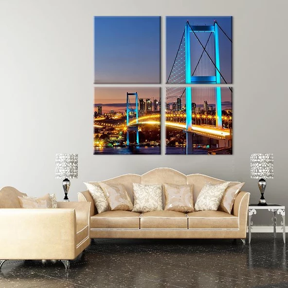 Mavi Yansıma İstanbul Köprü Kanvas Tablo - Resim 2