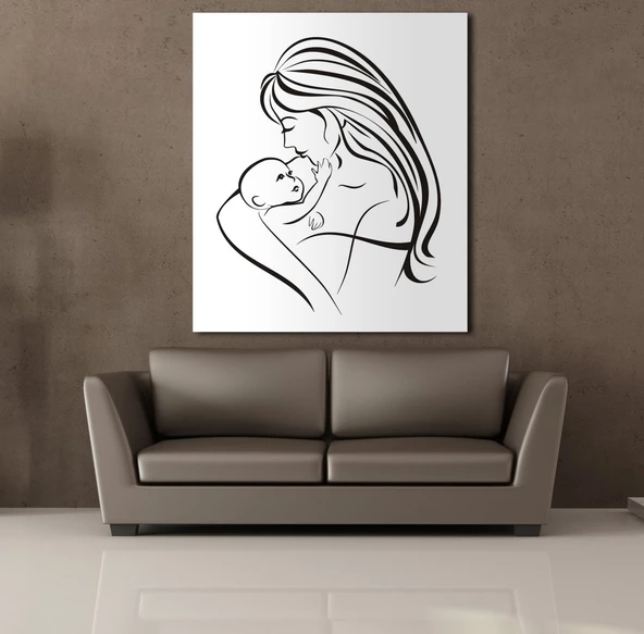 BEBEĞİYLE İLGİLENEN ANNE KANVAS TABLO - 2