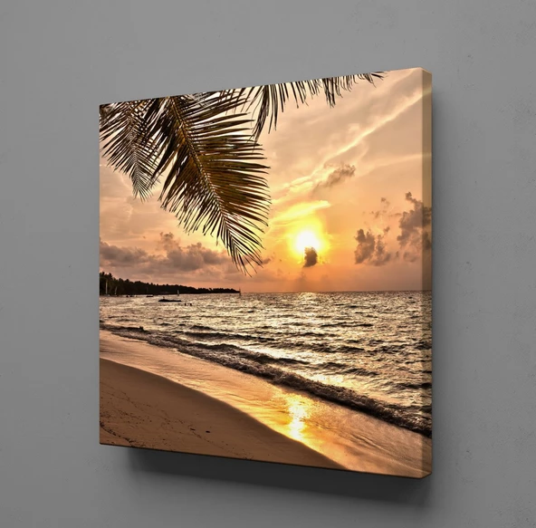 DENİZ ÜZERİNE DOĞAN GÜNEŞ KANVAS TABLO ürün görseli 1