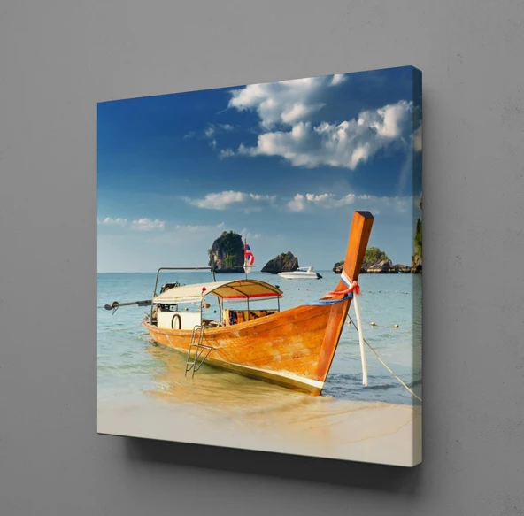 SAHİLDEKİ KAYIK KANVAS TABLO ürün görseli 1