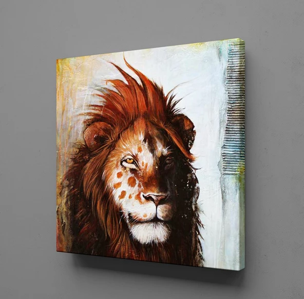 KAHVERENGİ ASLAN KANVAS TABLO ürün görseli 1