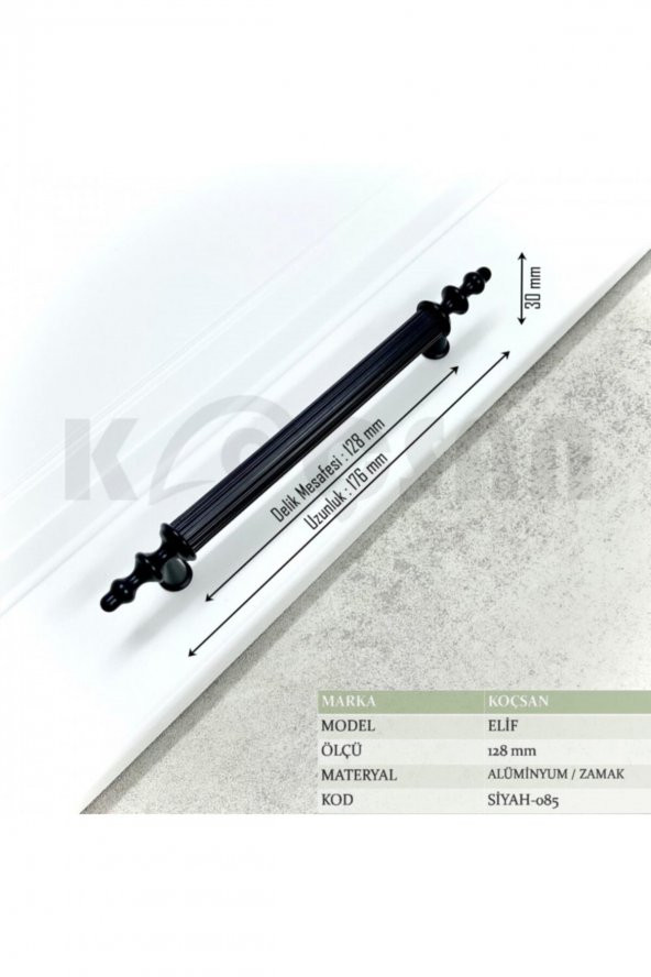 Elif Kulp Country Mutfak Dolap Çekmece Mobilya Kulbu Siyah 128 - 2