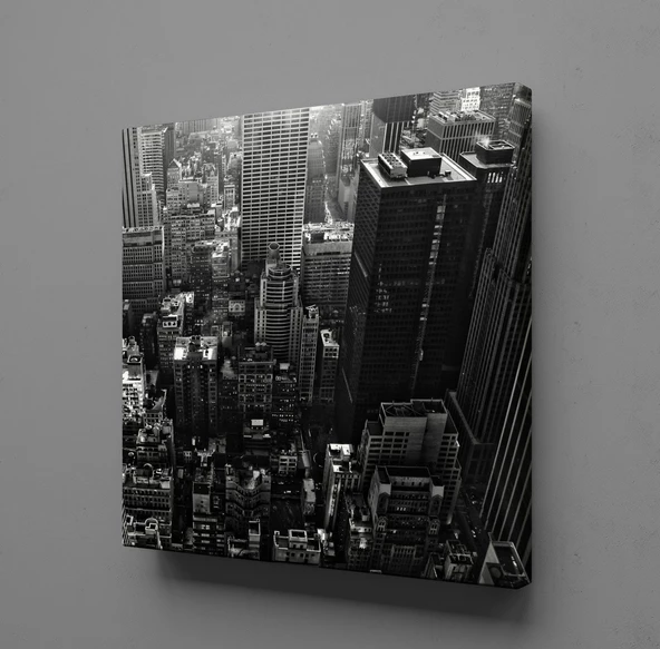 SİYAH YÜKSEK BİNALAR KANVAS TABLO