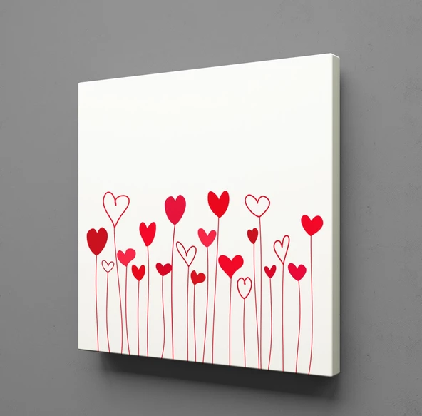 PEMBE KALPLER KANVAS TABLO