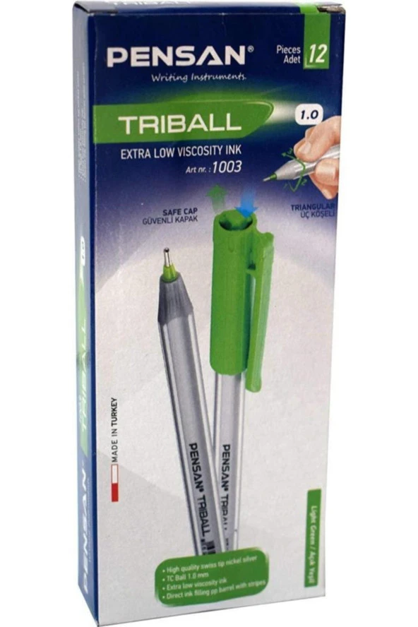 Pensan 1003 Triball Tükenmez Kalem 1.0 Mm Yeşil (12 Li Paket)