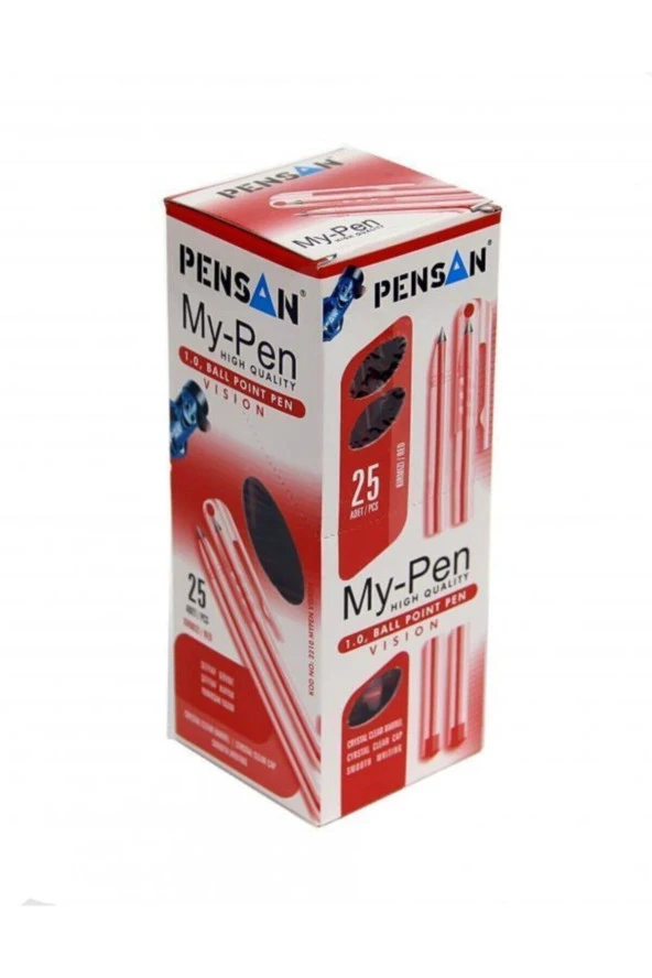 Pensan Tükenmez Kalem My Pen 1 MM Kırmızı 2210 (25 Li Paket)