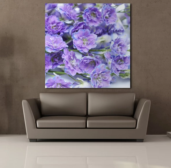 MOR ÇİÇEKLER KANVAS TABLO - Resim 2