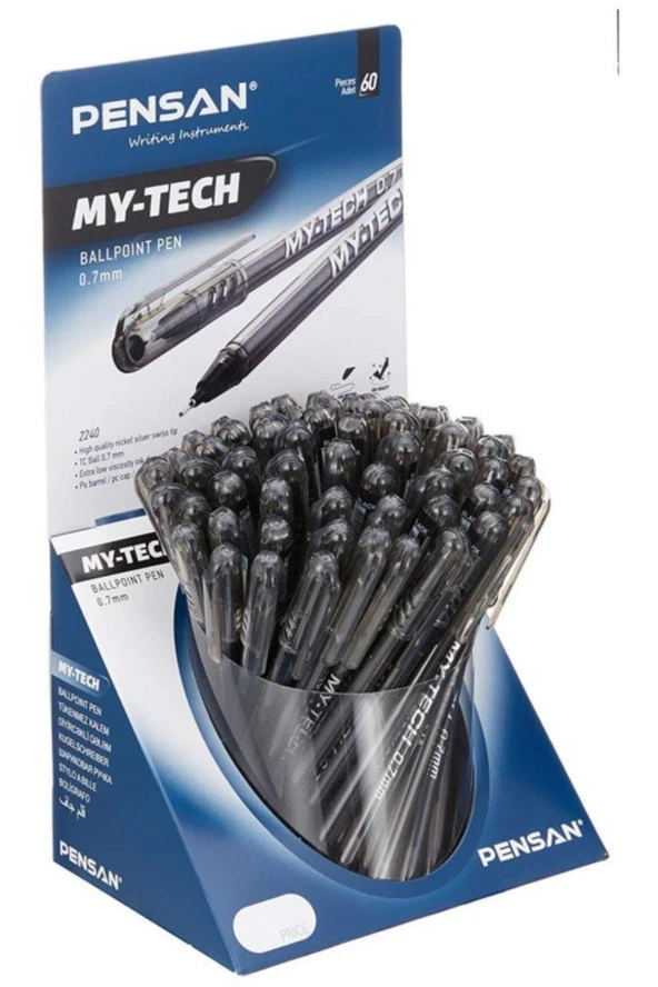 Pensan Tükenmez Kalem My-Tech 0.7 MM Siyah 60 LI (60 Lı Paket)