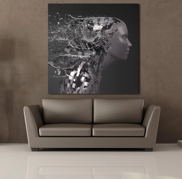 GRİ ROBOT KANVAS TABLO - Resim 2