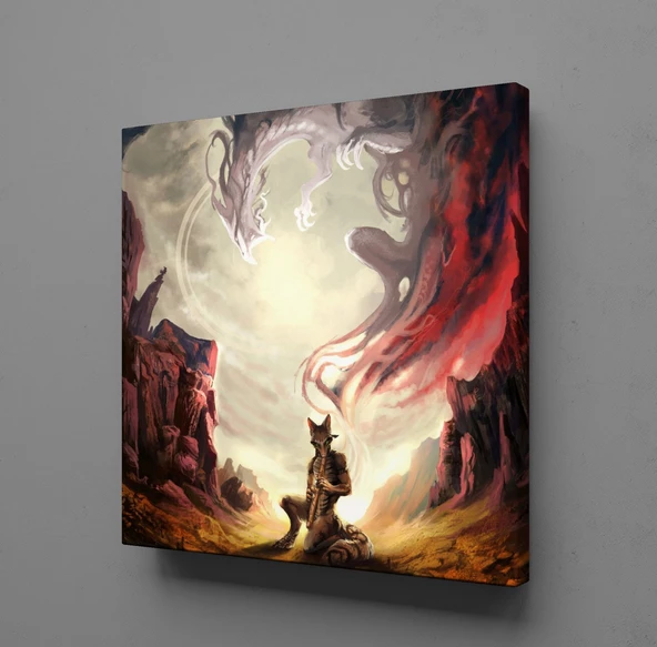 FLÜT ÇALAN KURT KANVAS TABLO