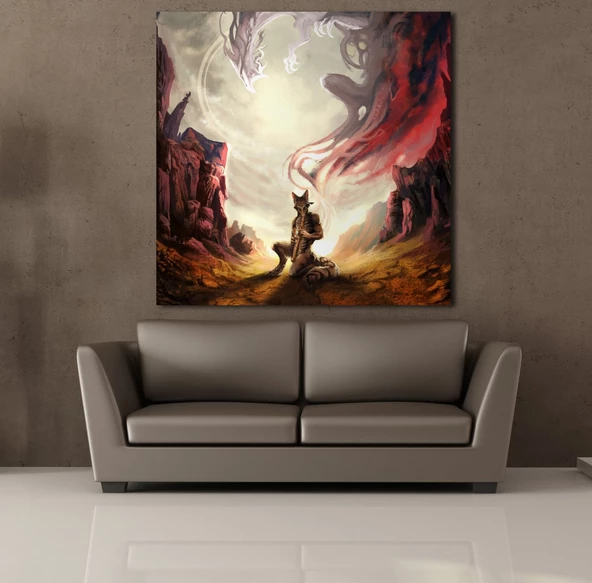 FLÜT ÇALAN KURT KANVAS TABLO - 2