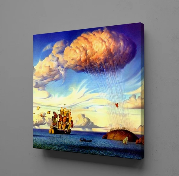 KELEBEKLER VE BULUT KANVAS TABLO ürün görseli 1