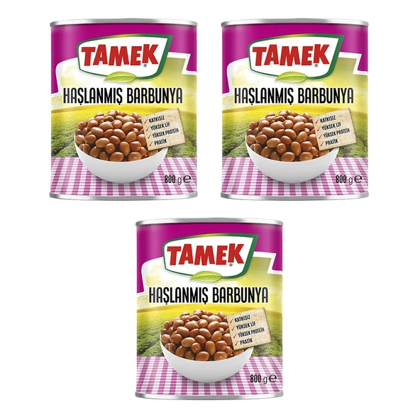 Tamek Haşlanmış Barbunya 800 Gr x 3'Lü Paket