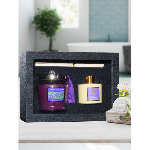 HEDİYELİK SET LAVANTA (MUM & ODA KOKUSU)