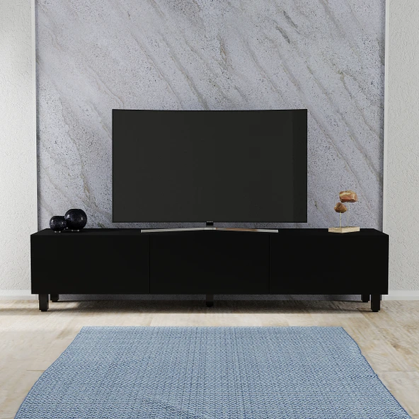 LENDA Deren 3 Kapaklı Tv Ünitesi - Siyah 180 cm - 2