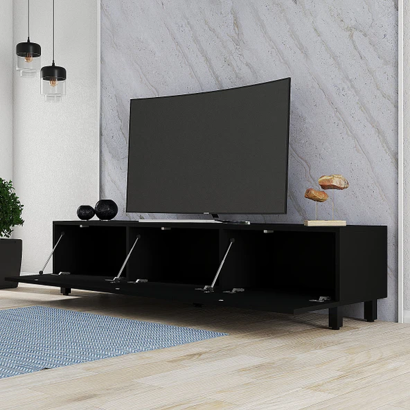 LENDA Deren 3 Kapaklı Tv Ünitesi - Siyah 180 cm - 3