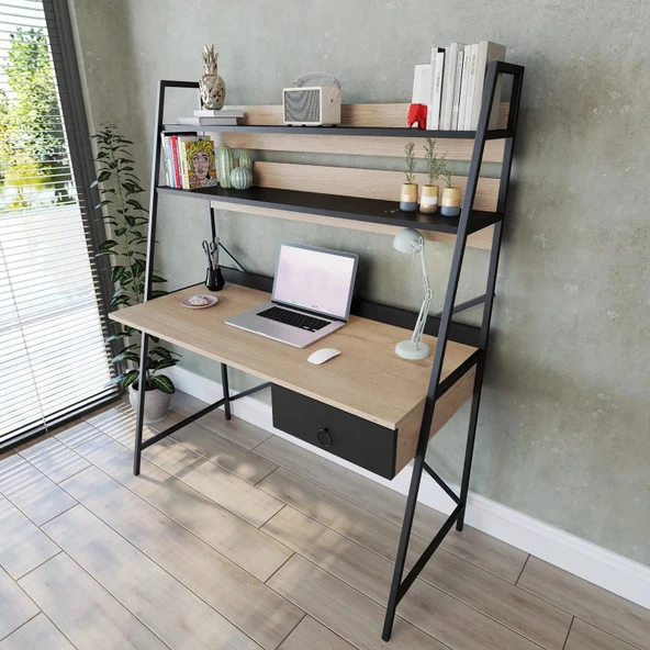 LENDA Dark Çalışma Masası - Atlantik Çam / Siyah - 2