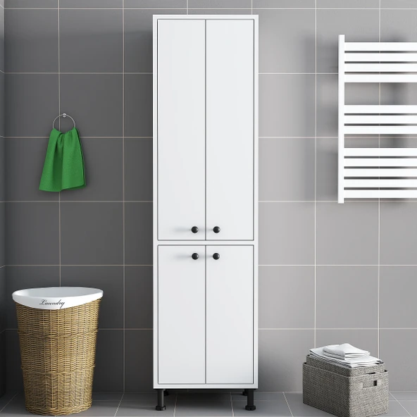 LENDA Linz 4 Kapaklı Çok Amaçlı Dolap - Beyaz - 2