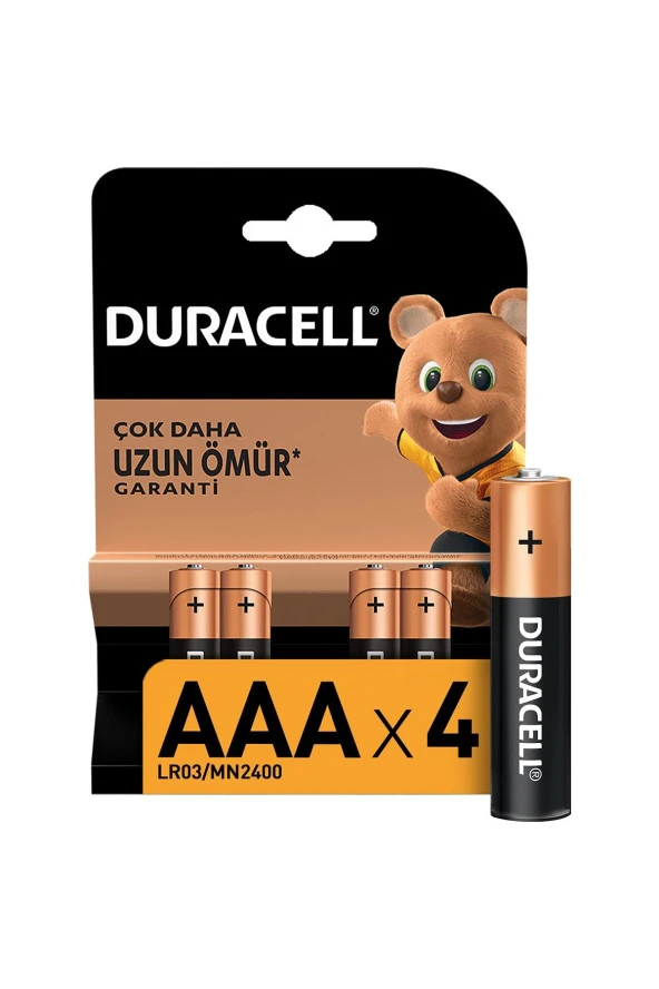 Duracell Alkalin İnce Kalem Pil (AAA) 4 LÜ 3A4