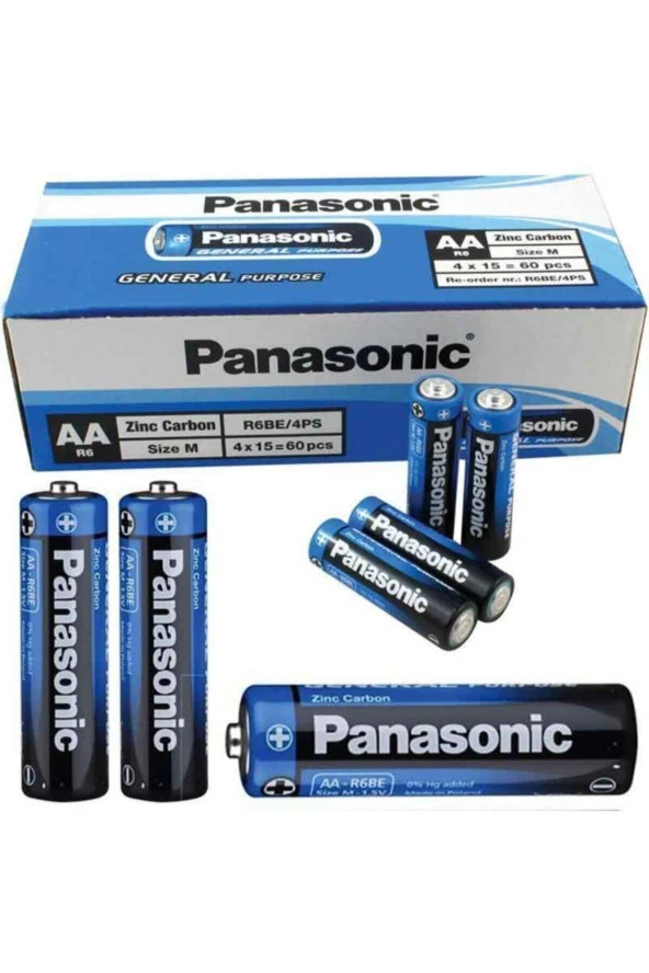 Panasonic Çinko Karbon Kalem Pil (AA) (60 Adet)