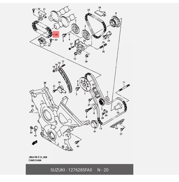 Suzuki Grand Vitara H20a H25A H27A V6 Eksantrik Zinciri  2'NCİ,SAĞ - Resim 4