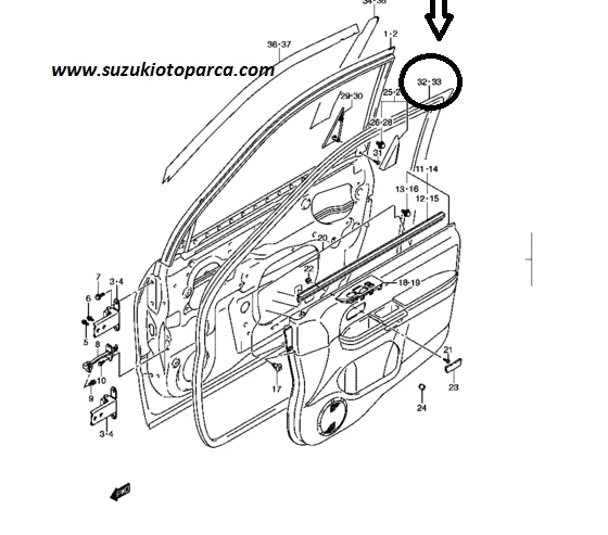 Suzuki Grand Vitara 98-05 SAĞ ÖN KAPI AÇIKLIK FİTİLİ ORJİNAL ürün görseli 1