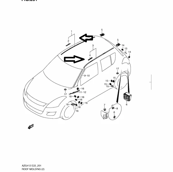 Suzuki Swift 12-17 TAVAN OLUK KUŞAK SAĞ ürün görseli 1