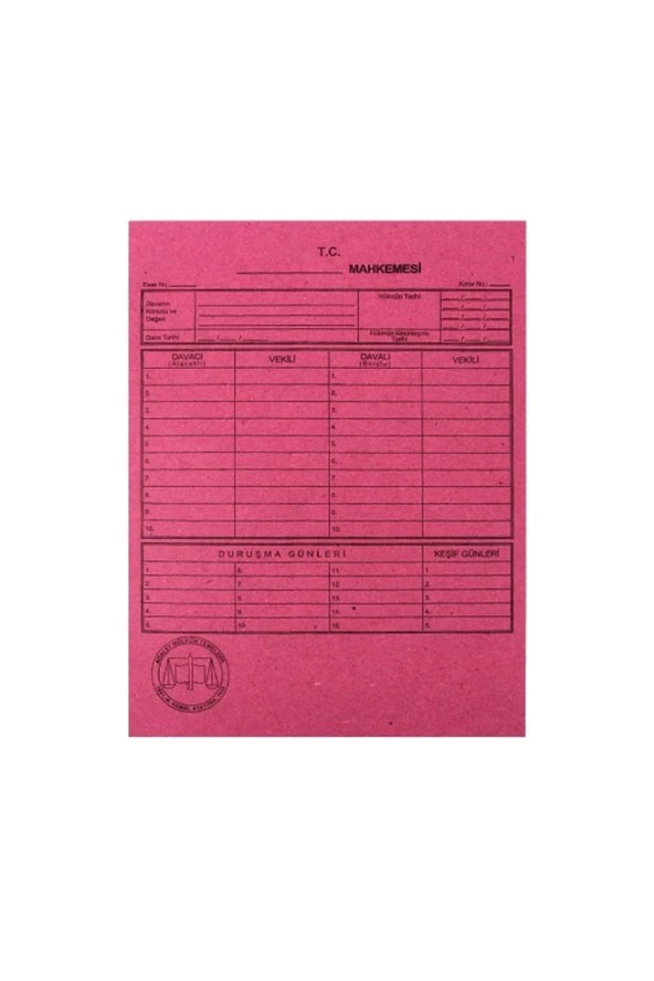 Alemdar Mahkeme Dava Dosyası Pembe 50 Li (1 Paket 50 Adet)