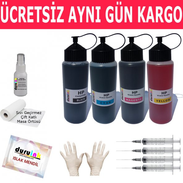 HP Photosmart CN245b  UYUMLU 4X500ML MUADİL MÜREKKEP SETİ DURUINK 4 RENK