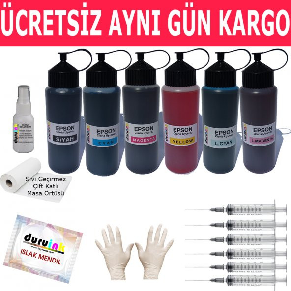 EPSON Stylus Photo PX820FWD UYUMLU 6X500ML MUADİL MÜREKKEP SETİ DURUINK 6 RENK