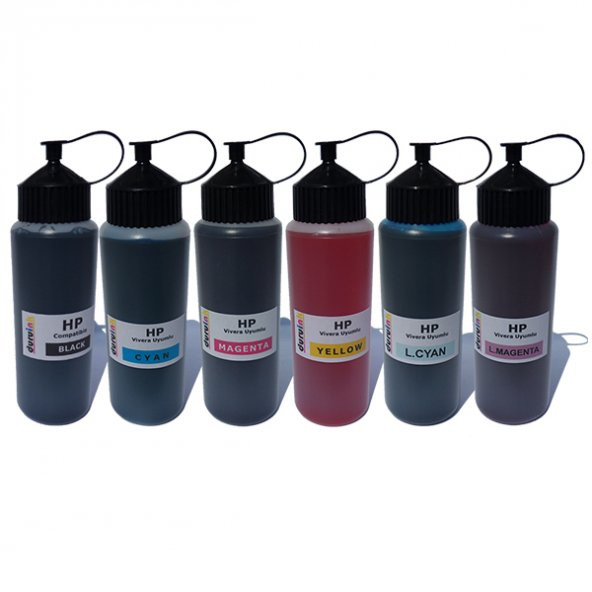 HP Photosmart C8180 UYUMLU 6X500ML MUADİL MÜREKKEP SETİ DURUINK 6 RENK - Resim 2
