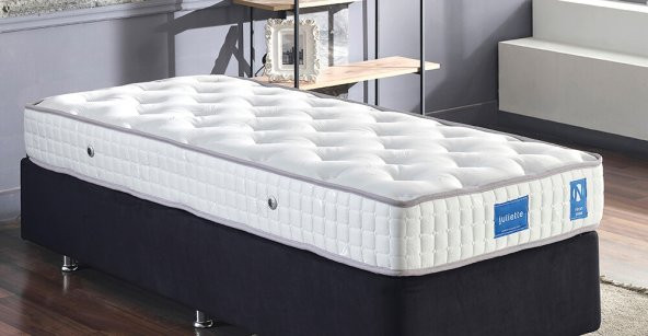 Niron Juliette 80x180 cm Tek Kişilik Yatak Baza Başlık Takımı - Siyah Kumaş Lüks Yatak Seti - 2