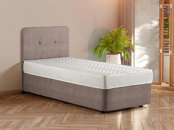 Luna Baza Başlık Yatak Seti - 80x180 cm Tek Kişilik Ortopedik Set Sağlamlaştırılmış Sandıklı Baza