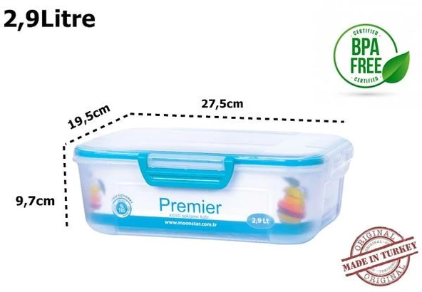 Moon Star 4 Tarafı Kilitli  Contalı Hava Geçirmez Saklama Kabı 2,9Lt-PM-207 - 3