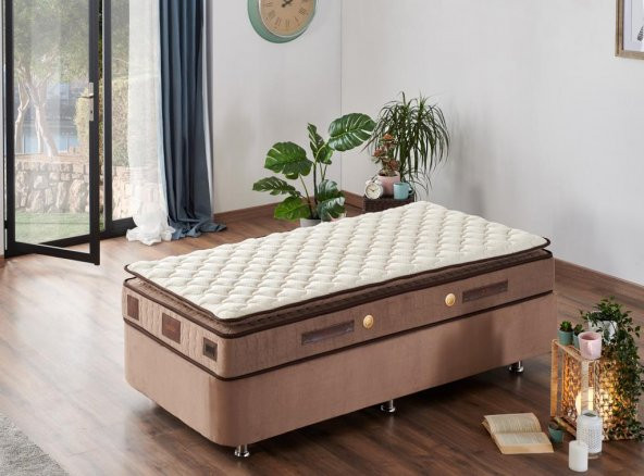 Niron  W. Cotton 100x200 cm Tek Kişilik Pedli Yatak Baza Başlık Takımı - Kumaş Baza, Başlık ve Yatak Seti - Resim 8